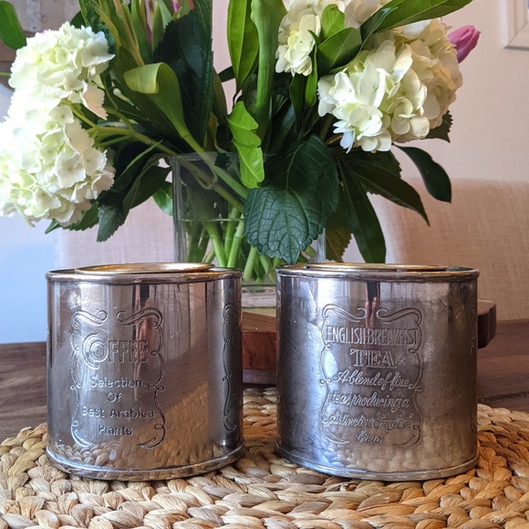 Set of 2 Vintage brass Coffee & Tea Canisters